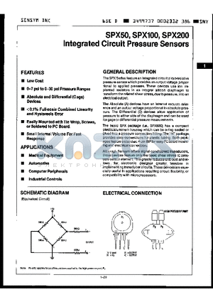 SPX100 datasheet - Integrated Circuit Pressure Sensors