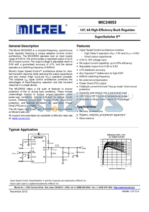 MIC24053 datasheet - 12V, 9A High-Efficiency Buck Regulator