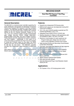 MIC2342-3YTQ datasheet - Dual-Slot PCI Express^ Hot-Plug Controller