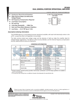 RM4558 datasheet - DUAL GENERAL-PURPOSE OPERATIONAL AMPLIFIERS