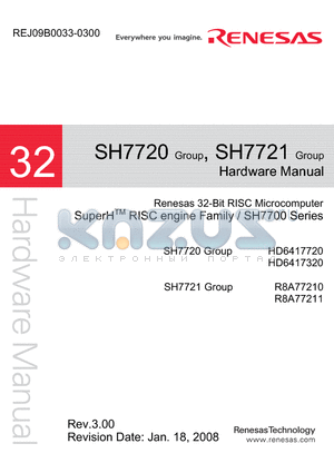 R8A77210C133BAV datasheet - Renesas 32-Bit RISC Microcomputer SuperHTM RISC engine Family / SH7700 Series