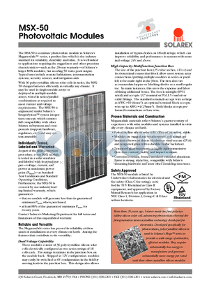 MSX-50 datasheet - Photovoltaic Modules