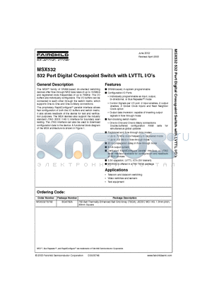 MSX532 datasheet - 532 Port Digital Crosspoint Switch with LVTTL I/Os