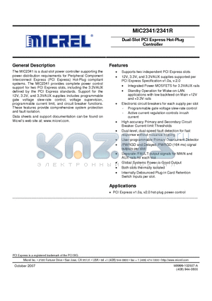 MIC2341 datasheet - Dual-Slot PCI Express Hot-Plug Controller