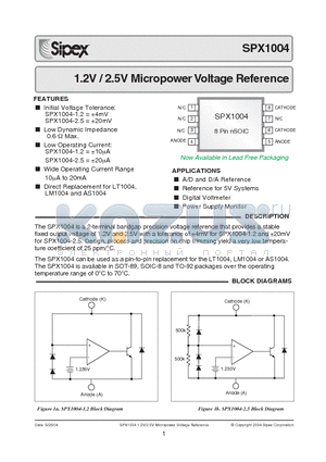 SPX1004M1-1.2/TR datasheet - 1.2V / 2.5V Micropower Voltage Reference