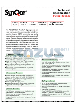 PQ60240EGA03NNS datasheet - Dual Digital Silicon Transistor