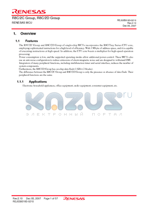 R8C-2C datasheet - MCU