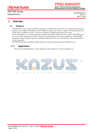 R8C-33A datasheet - MCU