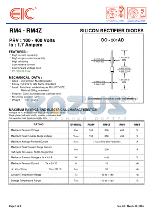 RM4Z datasheet - SILICON RECTIFIER DIODES