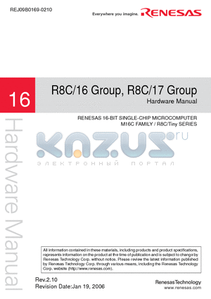 R8C/16 datasheet - 16-BIT SINGLE-CHIP MICROCOMPUTER M16C FAMILY / R8C/Tiny SERIES