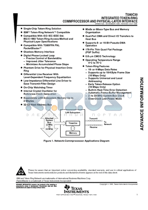 TI380C30 datasheet - INTEGRATED TOKEN-RING COMMPROCESSOR AND PHYSICAL-LAYER INTERFACE