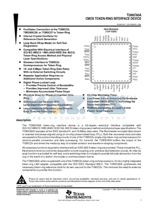 TI380C60A datasheet - CMOS TOKEN-RING INTERFACE DEVICE