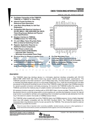 TI380C60 datasheet - CMOS TOKEN-RING INTERFACE DEVICE