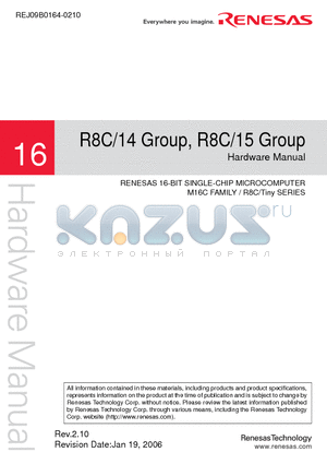 R8C/14 datasheet - 16-BIT SINGLE-CHIP MICROCOMPUTER M16C FAMILY / R8C/Tiny SERIES