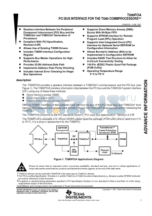 TI380PCIA datasheet - PCI BUS INTERFACE FOR THE TI380 COMMPROCESSORS