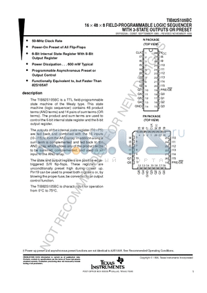 TIB82S105BC datasheet - 16  48  8 FIELD-PROGRAMMABLE LOGIC SEQUENCER WITH 3-STATE OUTPUTS OR PRESET