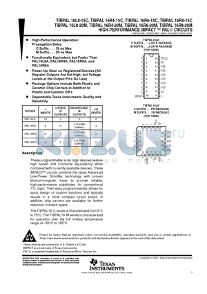 TIBPAL16L8-20M datasheet - HIGH-PERFORMANCE IMPACT E PAL CIRCUITS