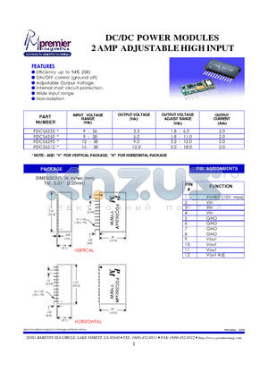 PDCS6212H datasheet - DC/DC POWER MODULES 2 AMP ADJUSTABLE HIGH INPUT