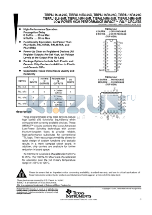 TIBPAL16L8-25CJ datasheet - LOW-POWER HIGH-PERFORMANCE IMPACT E PAL CIRCUITS