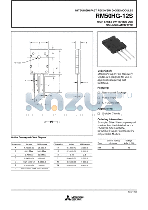 RM50HG-12S datasheet - HIGH SPEED SWITCHING USE NON-INSULATED TYPE