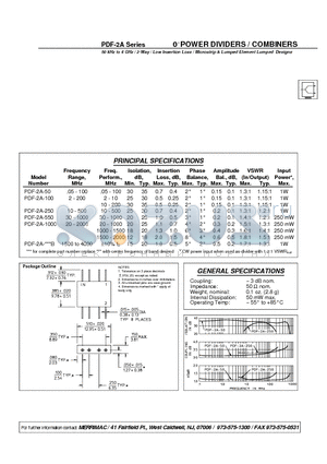 PDF-2A-250 datasheet - 0 POWER DIVIDERS / COMBINERS