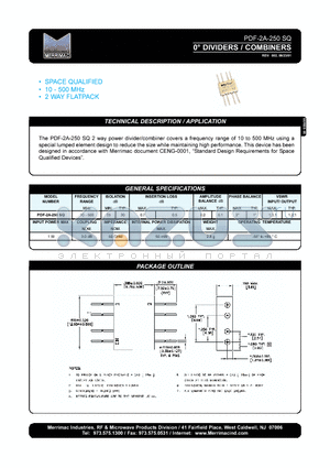 PDF-2A-250SQ datasheet - 0` DIVIDERS / COMBINERS