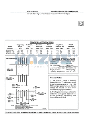 PDF-5C-1000 datasheet - 0 POWER DIVIDERS/ COMBINERS