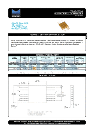 PDF-4E-250SQ datasheet - 0` DIVIDERS / COMBINERS