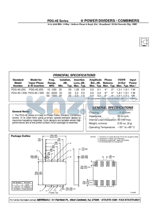 PDG-4E-1300 datasheet - 0 POWER DIVIDERS / COMBINERS