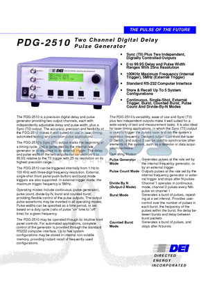 PDG-2510 datasheet - Two Channel Digital Delay Pulse Generator