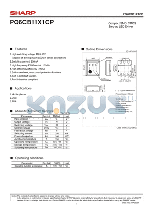 PQ6CB11X1CP datasheet - Compact SMD CMOS Step-up LED Driver