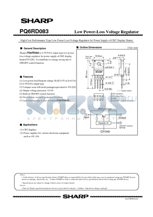 PQ6RD083 datasheet - High Cost Performance Type Low Power-Loss Voltage Regulator for Power Supply of CRT Display Heater