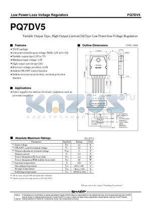 PQ7DV5 datasheet - Variable Output Type, High Output Current(5A)Type Low Power-loss Voltage Regulators