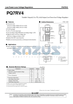 PQ7RV4 datasheet - Variable Output(1.5 to 7V), 4.6A Output Low Power-loss Voltage Regulator