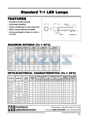 MT1118-RG datasheet - Marktech Standard 5mm Tinted & Colored Diff. LEDs