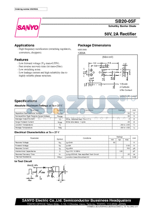 SB20-05 datasheet - 50V, 2A Rectifier