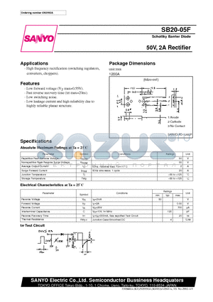 SB20-05F datasheet - 50V, 2A Rectifier