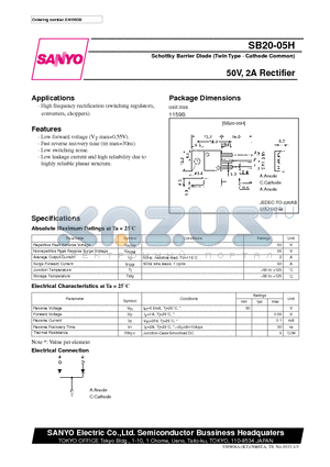 SB20-05H datasheet - 50V, 2A Rectifier