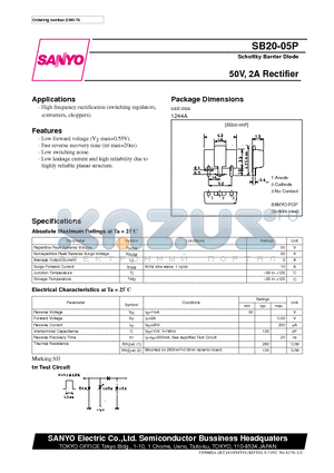 SB20-05P datasheet - 50V, 2A Rectifier