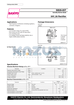 SB20-05T datasheet - 50V, 2A Rectifier