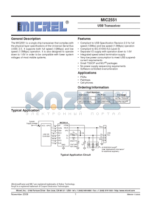 MIC2551YTS datasheet - USB Transceiver