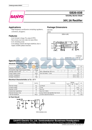 SB20-03B datasheet - 30V, 2A Rectifier