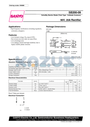 SB200-09 datasheet - 90V, 20A Rectifier