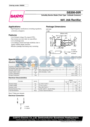 SB200-05R datasheet - 50V, 20A Rectifier