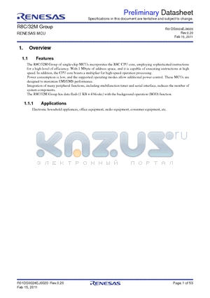 R8C32M datasheet - Electronic household appliances, office equipment, audio equipment, consumer equipment