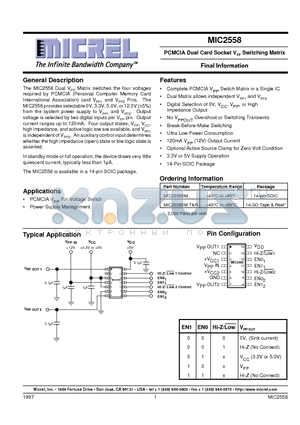 MIC2558_02 datasheet - PCMCIA Dual Card Socket V Switching Matrix