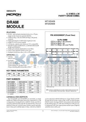 MT12D436G-XX datasheet - DRAM MODULE