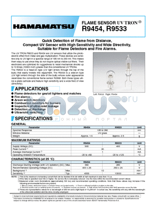 R9454 datasheet - FLAME SENSOR UV TRON