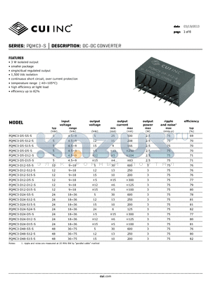 PQMC3-D12-D15-S datasheet - DC-DC CONVERTER