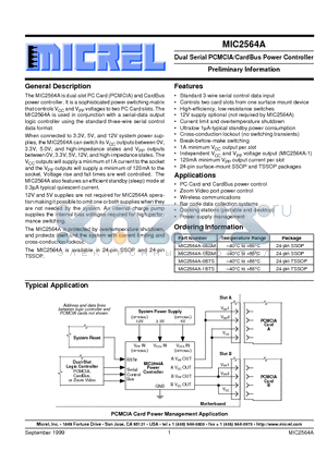 MIC2564A-0BTS datasheet - Dual Serial PCMCIA/CardBus Power Controller Preliminary Information